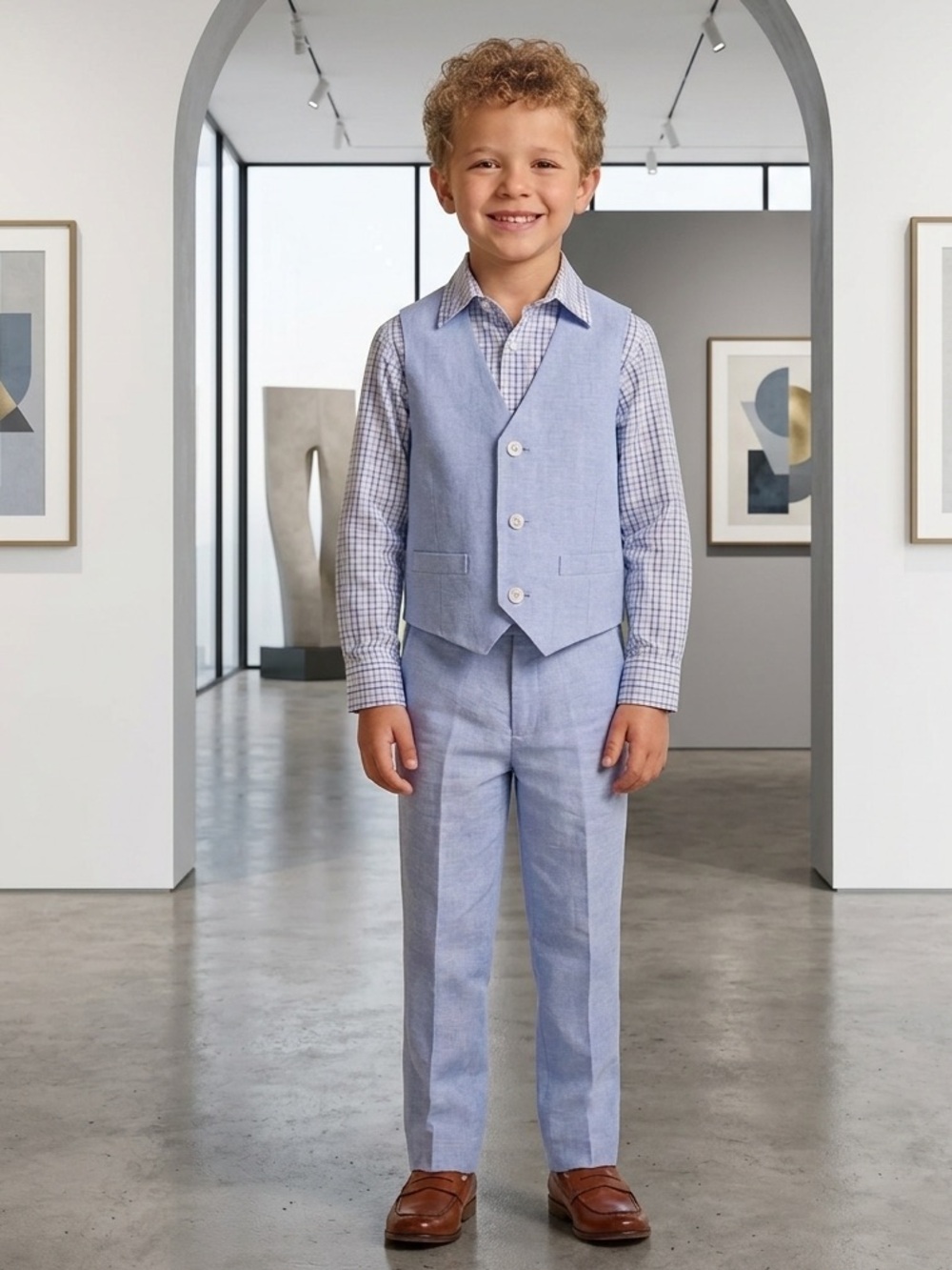 Take 50% OFF- Izod Light Blue Boys' Vest, Shirt & Pants 3-Piece Set, Size-6